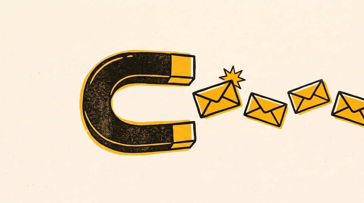 Ilustración risográfica en amarillo y negro sobre email marketing para pymes